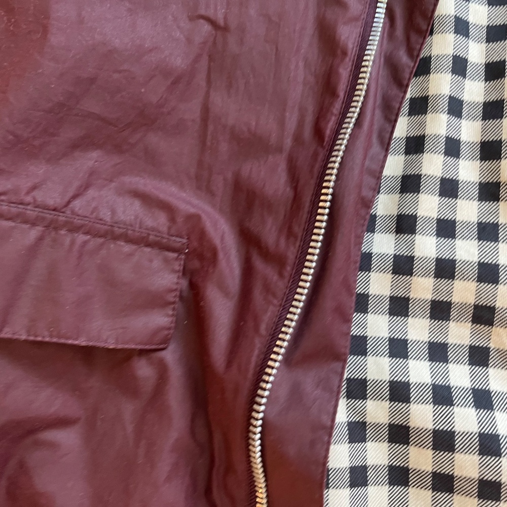 Barbour x Alexa Chung Waxed Jacket Crimson Chore Coat Gingham Lining UK 14 US 10 - Picture 5 of 9